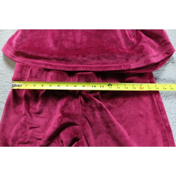 Pajamagram Set Womens L Red Burgundy Velour Velvet Hoodie Loungewear - Picture 8 of 10